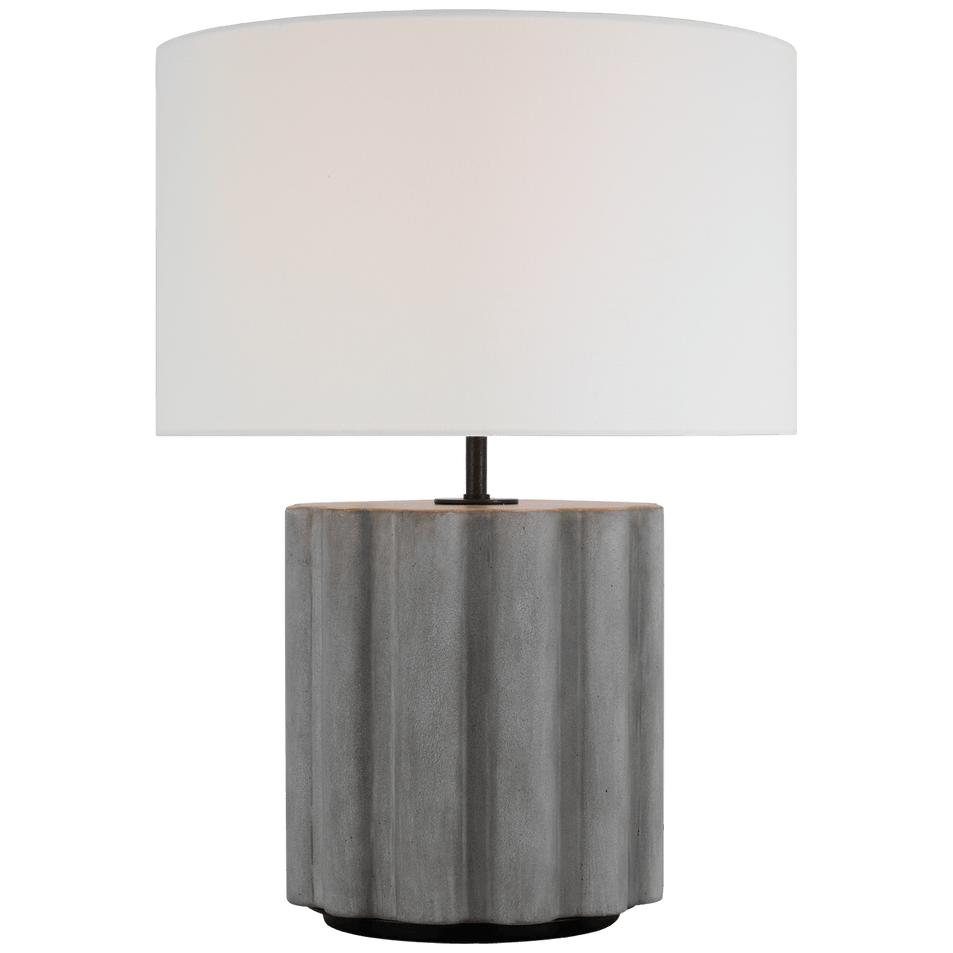 Scioto Medium Table Lamp in Oyster Stained Concrete with Linen Shade