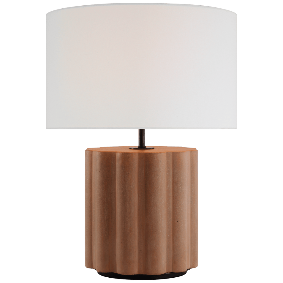 Scioto Medium Table Lamp in Terracotta Stained Concrete with Linen Shade