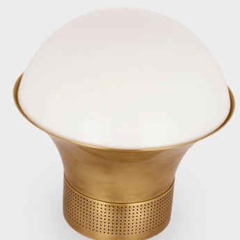 Precision Accent Table Lantern in Antique-Burnished Brass with White Glass