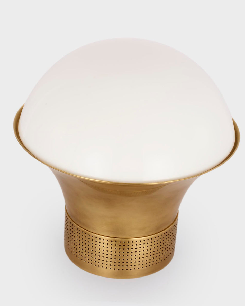 Precision Accent Table Lantern in Antique-Burnished Brass with White Glass