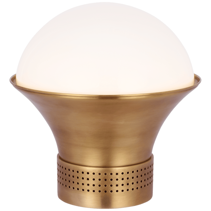 Precision Medium Table Lantern in Antique-Burnished Brass with White Glass