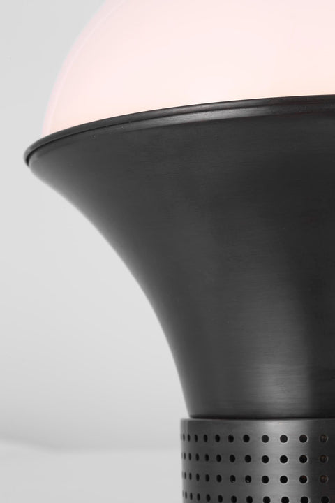 Precision Medium Table Lantern in Bronze with White Glass