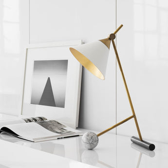 Cleo Table Lamp, a premium Functional light by Visual Comfort. Close - up image of its design.