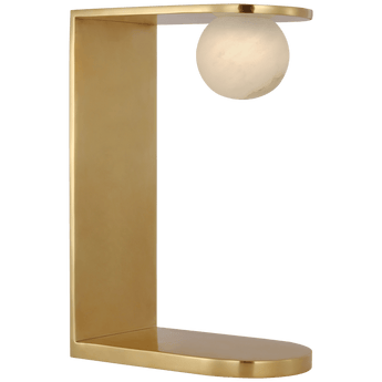 Pertica Small Desk Lamp in Mirrored Antique Brass with Alabaster