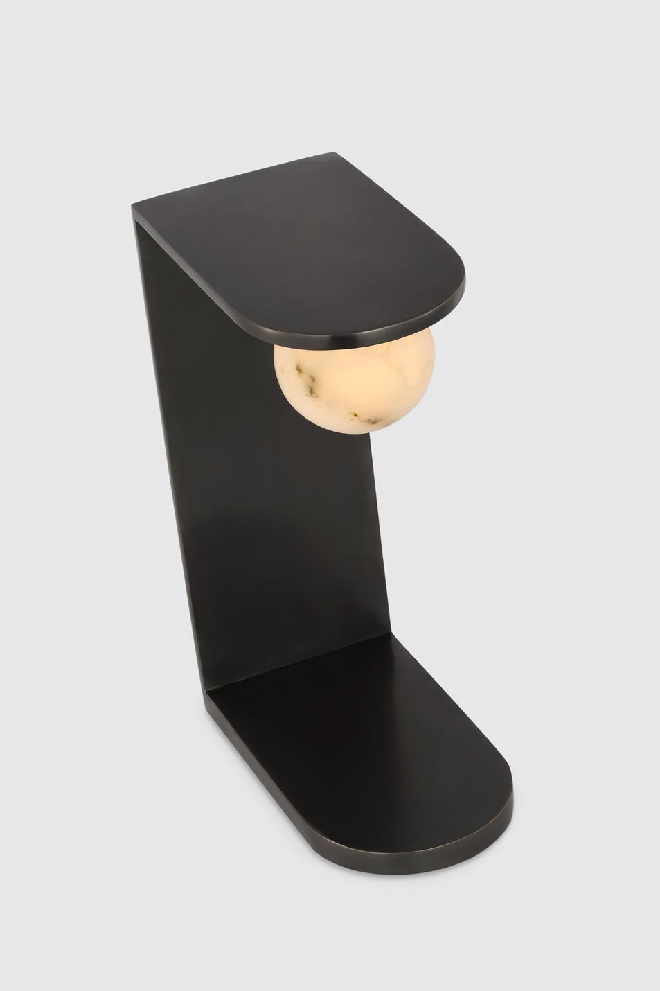 Pertica Small Desk Lamp in Mirrored Bronze with Alabaster