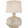 Beton Large Table Lamp in Antiqued White Ceramic with Linen Shade