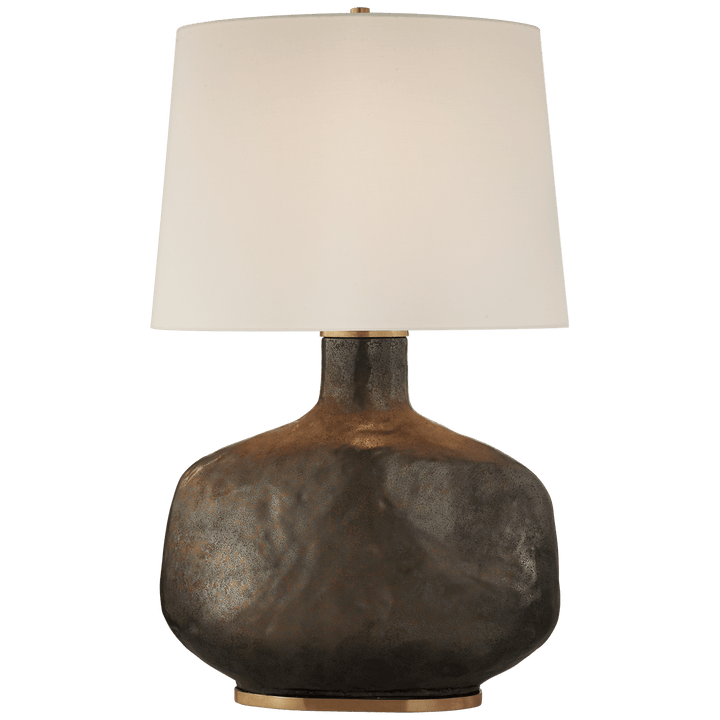 Beton Large Table Lamp in Crystal Bronze Ceramic with Linen Shade