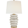 Phoebe Stacked Table Lamp in Antiqued White with Linen Shade