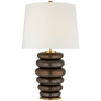 Phoebe Stacked Table Lamp in Crystal Bronze with Linen Shade