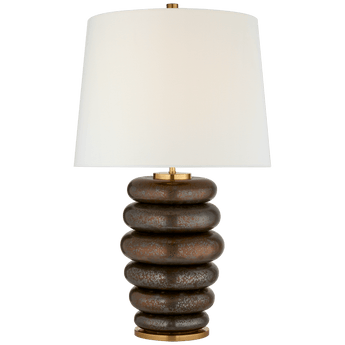 Phoebe Stacked Table Lamp in Crystal Bronze with Linen Shade