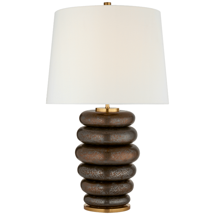 Phoebe Stacked Table Lamp in Crystal Bronze with Linen Shade