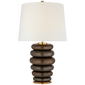 Phoebe Stacked Table Lamp in Crystal Bronze with Linen Shade