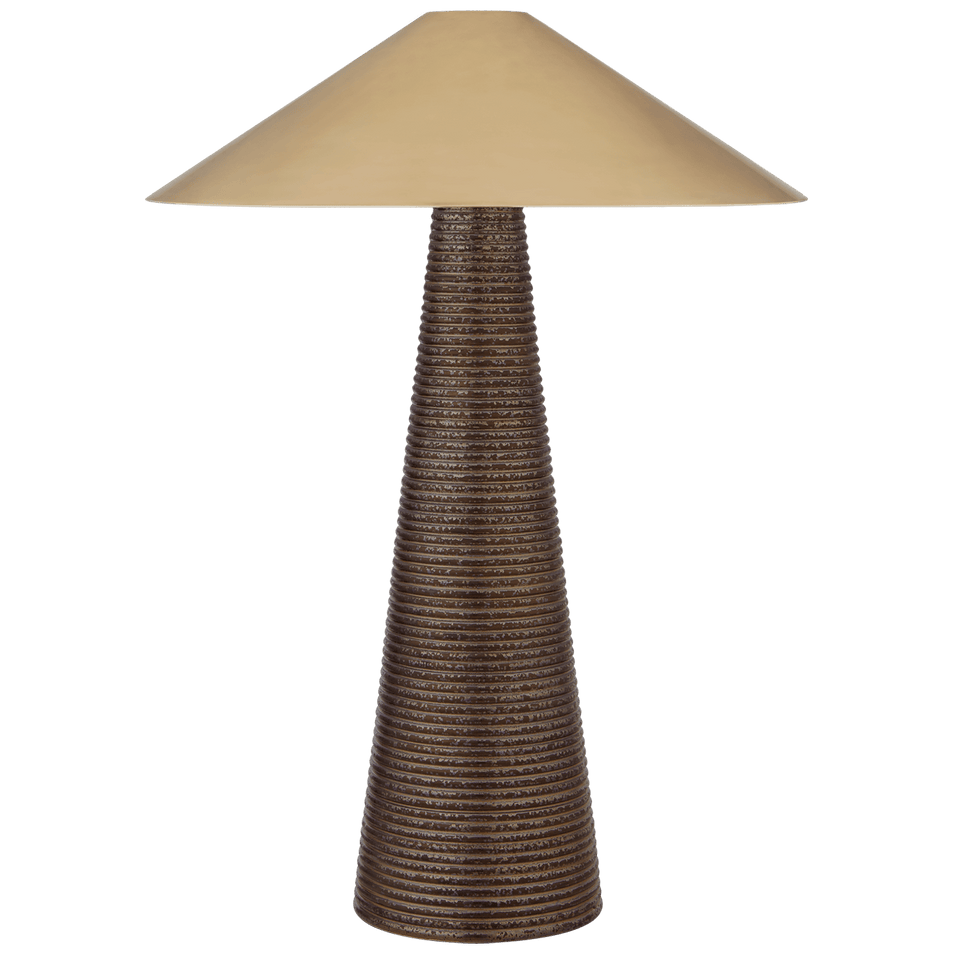 Miramar Table Lamp in Crystal Bronze with Antique-Burnished Brass Shade