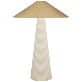 Miramar Table Lamp in Porous White with Antique-Burnished Brass Shade