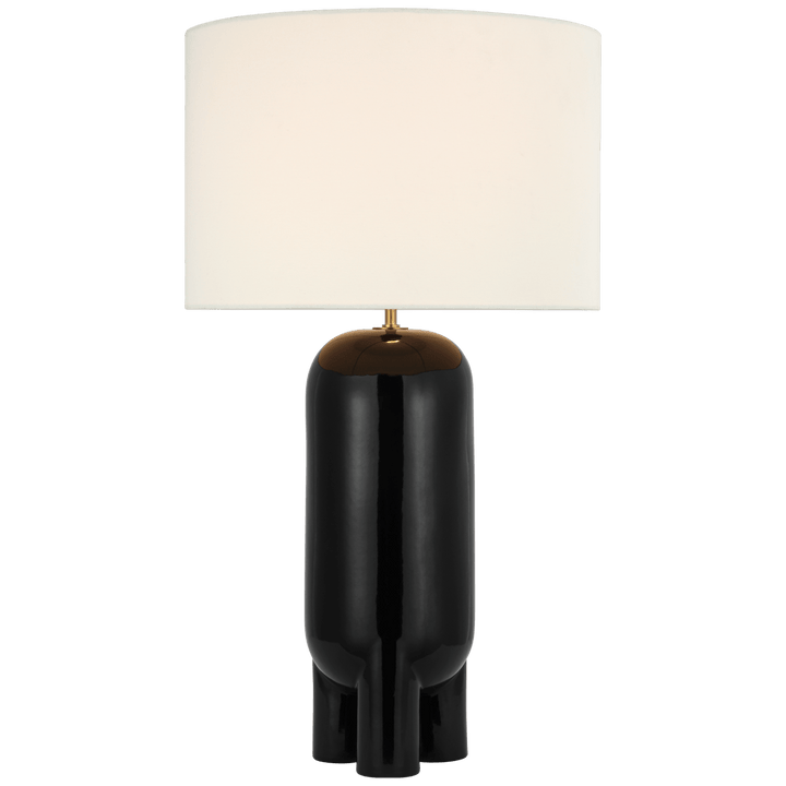 Chalon Large Table Lamp in Matte Black with Linen Shade