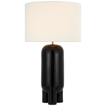 Chalon Large Table Lamp in Matte Black with Linen Shade