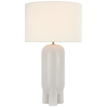 Chalon Large Table Lamp in New White with Linen Shade