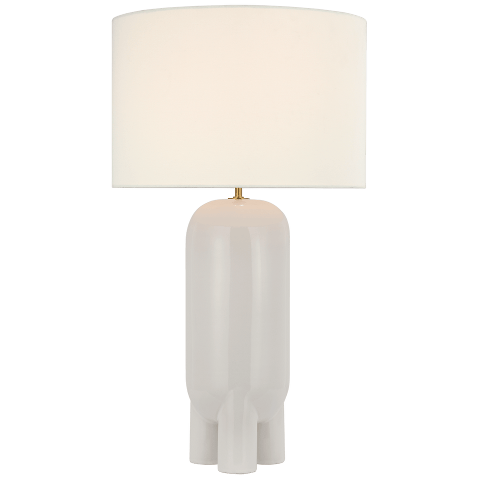 Chalon Large Table Lamp in New White with Linen Shade