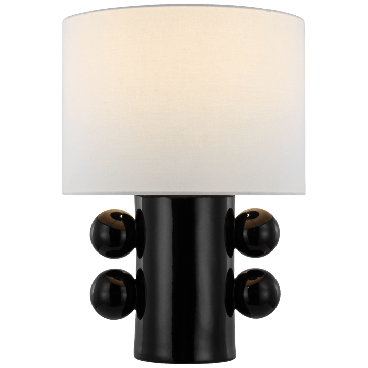 Tiglia Low Table Lamp in Black with Linen Shade