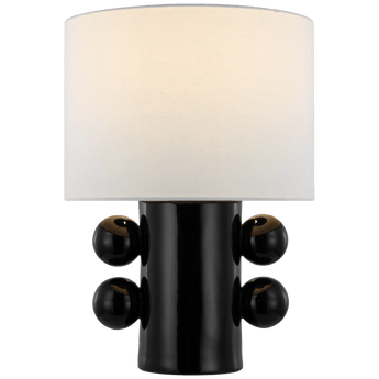 Tiglia Low Table Lamp in Black with Linen Shade