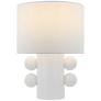 Tiglia Low Table Lamp in Plaster White with Linen Shade