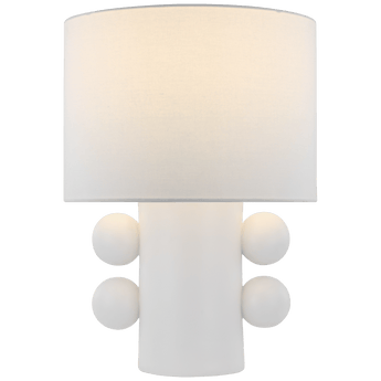 Tiglia Low Table Lamp in Plaster White with Linen Shade