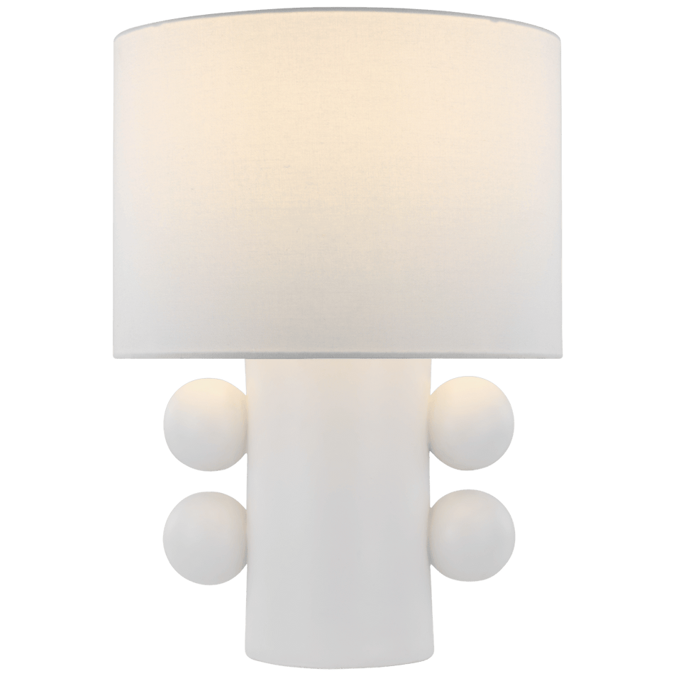 Tiglia Low Table Lamp in Plaster White with Linen Shade