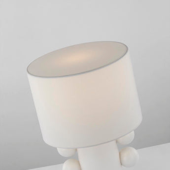 Tiglia Low Table Lamp in Plaster White with Linen Shade