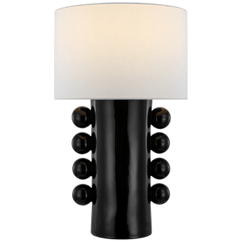 Tiglia Tall Table Lamp in Black with Linen Shade