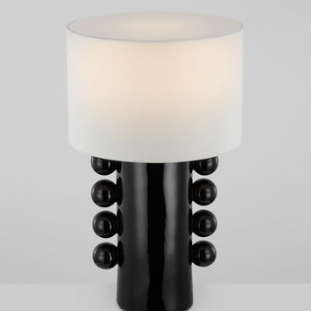 Tiglia Tall Table Lamp in Black with Linen Shade