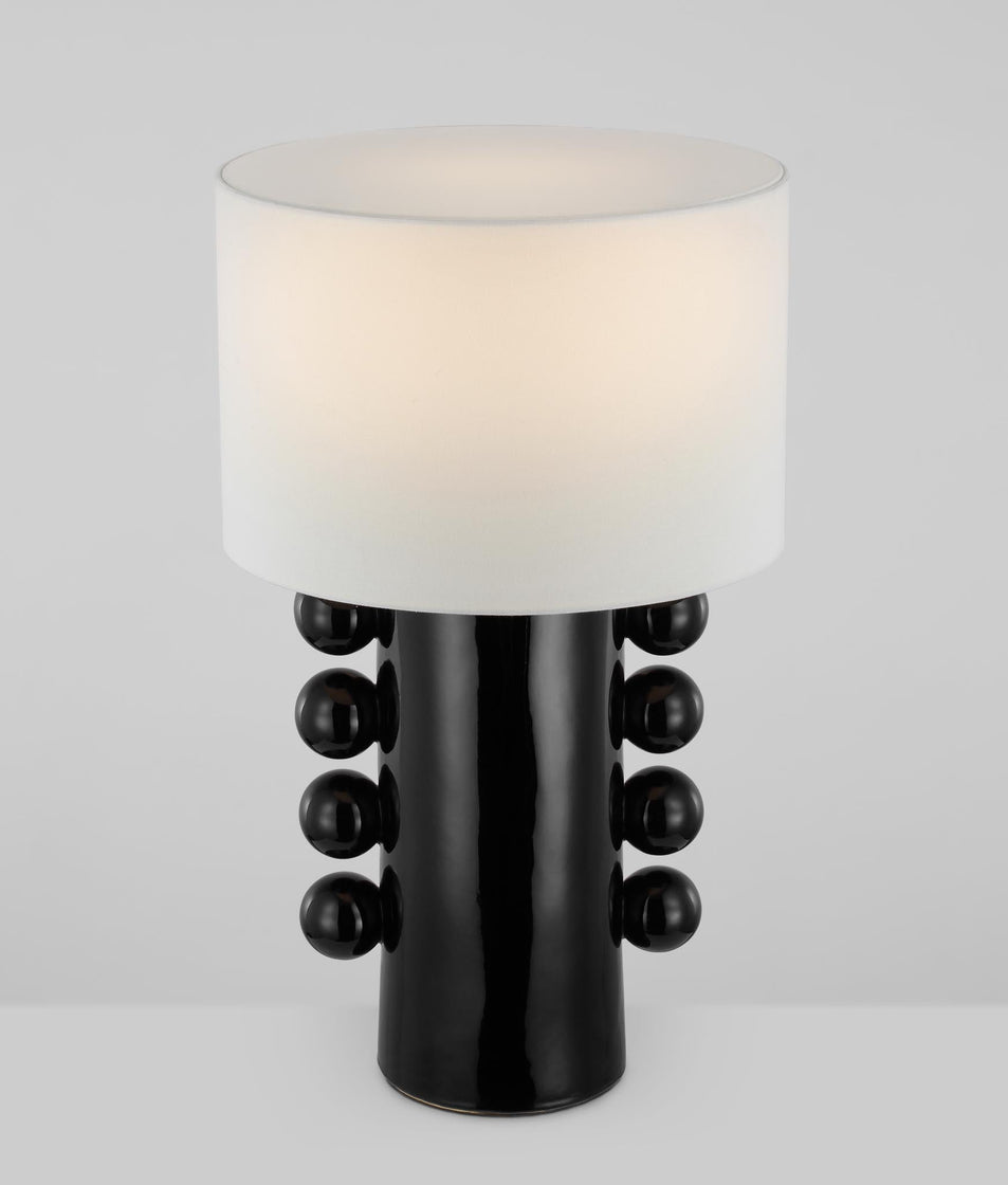 Tiglia Tall Table Lamp in Black with Linen Shade