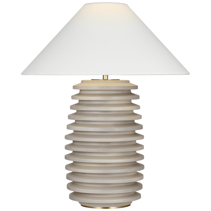 Crenelle 27" Stacked Table Lamp, a premium Decorative light by Visual Comfort & Co. Close - up image of its design.