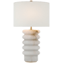 Onda Medium Table Lamp in Alabaster with Linen Shade