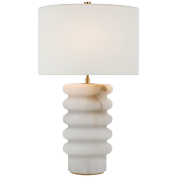 Onda Medium Table Lamp in Alabaster with Linen Shade