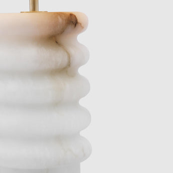 Onda Medium Table Lamp in Alabaster with Linen Shade