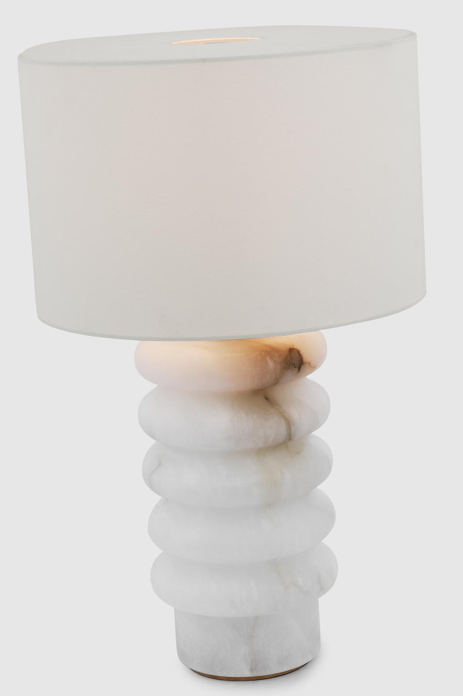 Onda Medium Table Lamp in Alabaster with Linen Shade