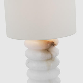 Onda Medium Table Lamp in Alabaster with Linen Shade