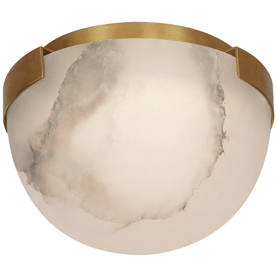Melange 5" Solitaire Flush Mount in Antique-Burnished Brass with Alabaster Shade