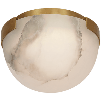 Melange 5" Solitaire Flush Mount in Antique-Burnished Brass with Alabaster Shade