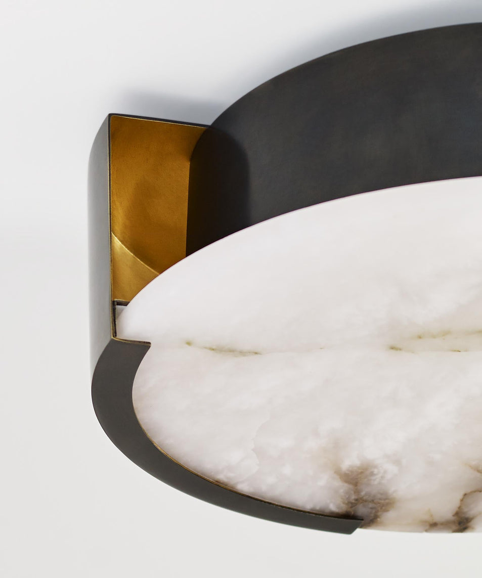 Melange Small Flush Mount in Bronze with Alabaster