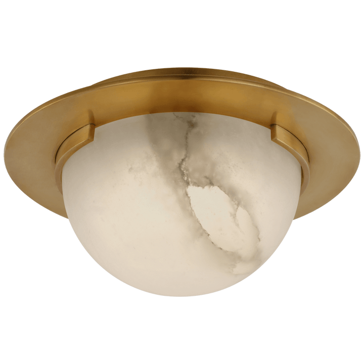 Melange 6" Solitaire Flush Mount in Antique-Burnished Brass with Alabaster