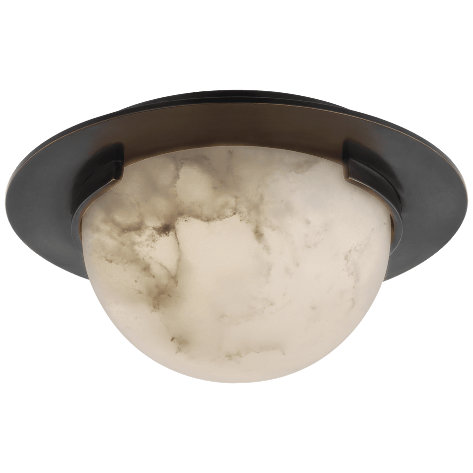 Melange 6" Solitaire Flush Mount in Bronze with Alabaster