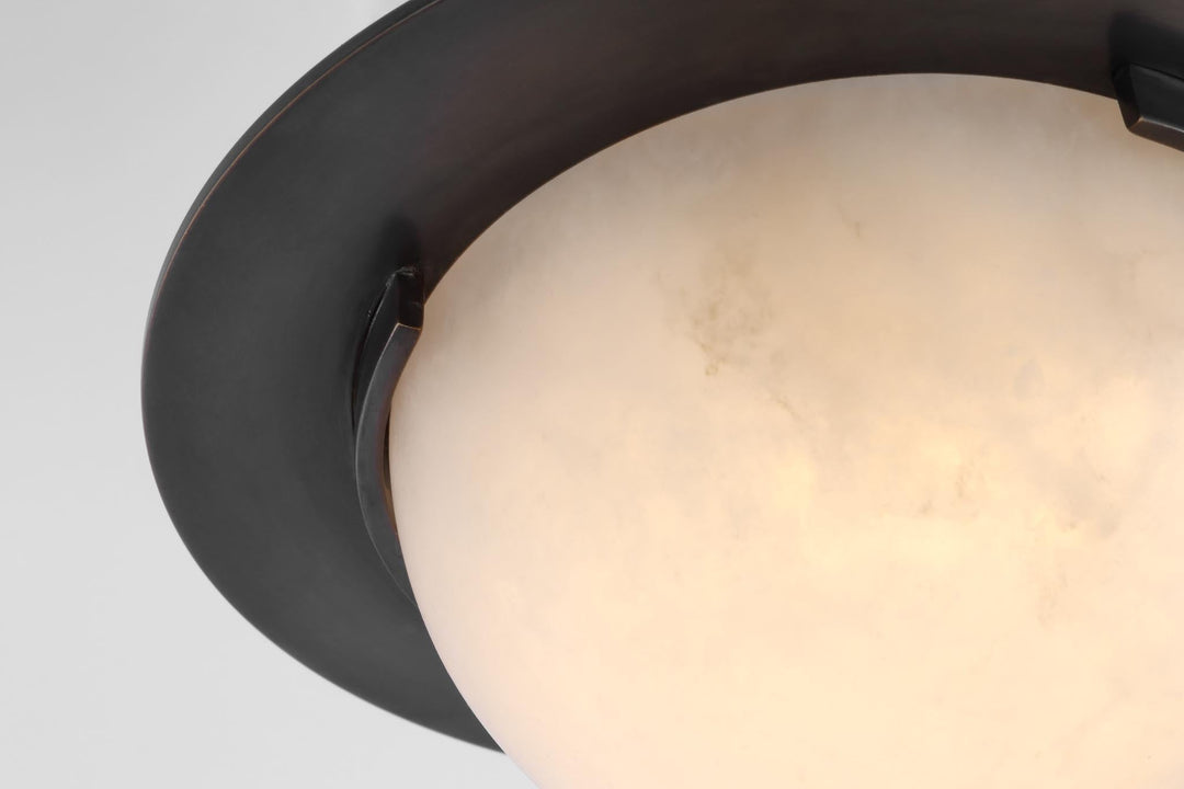 Melange 6" Solitaire Flush Mount in Bronze with Alabaster