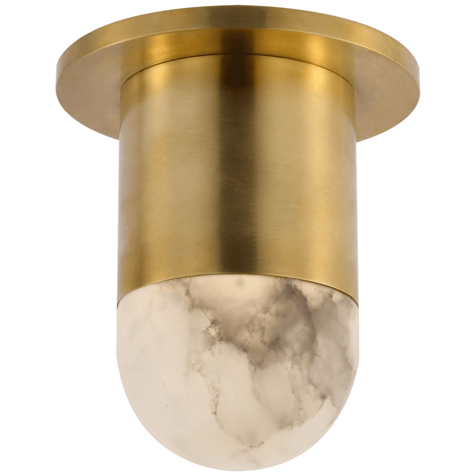 Melange Mini Monopoint Flush Mount in Antique-Burnished Brass with Alabaster