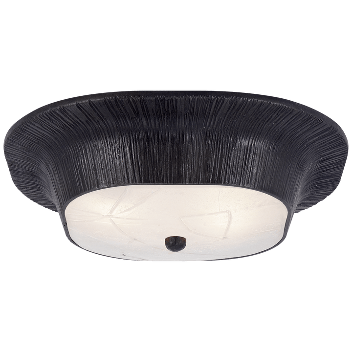 Utopia Round Flush Mount in Aged Iron with Fractured Glass