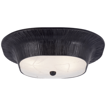 Utopia Round Flush Mount in Aged Iron with Fractured Glass