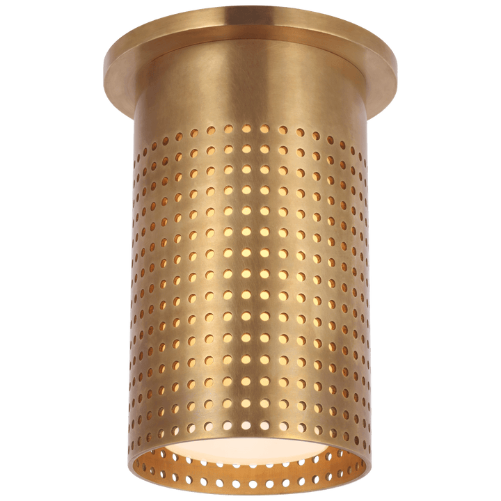 Precision Short Monopoint Flush Mount in Antique-Burnished Brass with White Glass