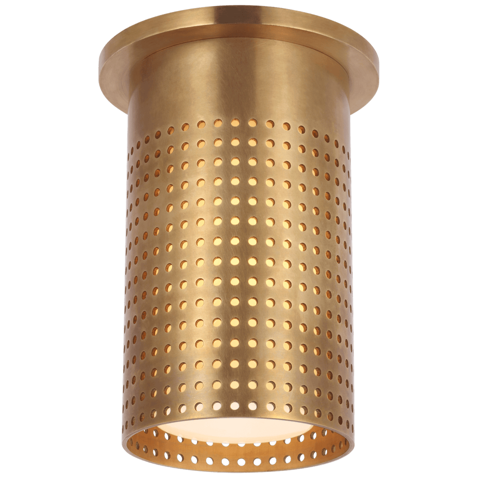 Precision Short Monopoint Flush Mount in Antique-Burnished Brass with White Glass