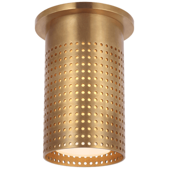 Precision Short Monopoint Flush Mount in Antique-Burnished Brass with White Glass