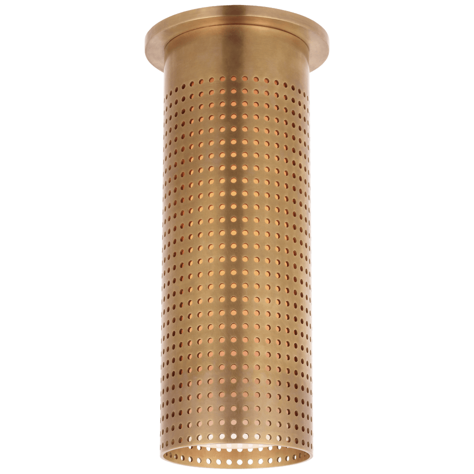 Precision Tall Monopoint Flush Mount in Antique-Burnished Brass with White Glass